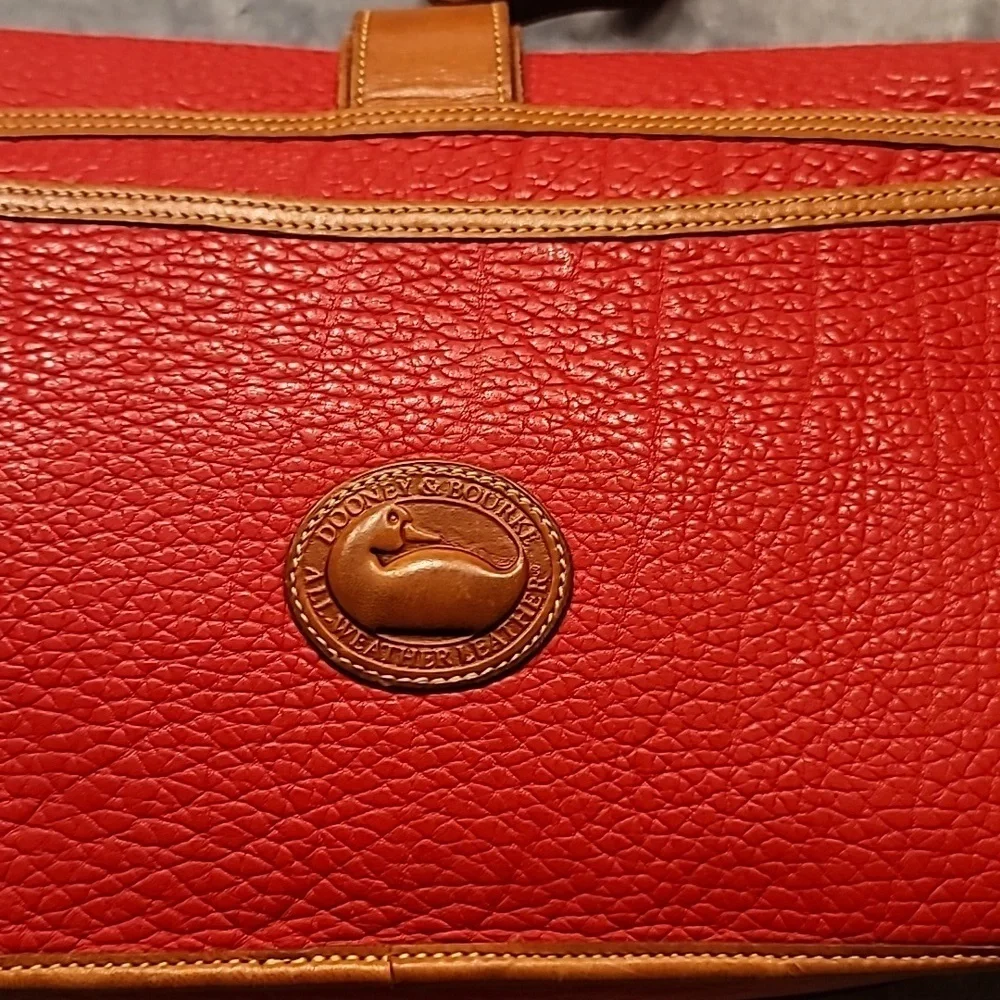 0463. EUC ~ Dooney and Bourke ~ Red Leather Equestrian Over Under Shoulder Bag ~ - Picture 9 of 14
